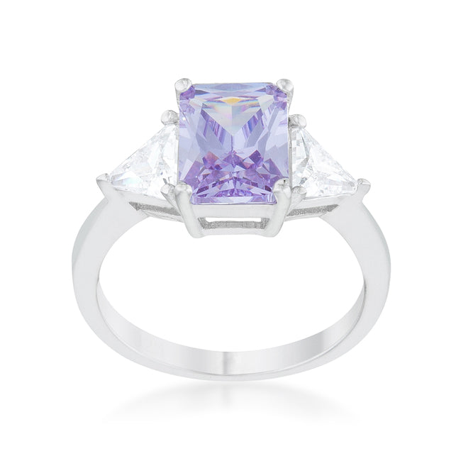 Classic Purple Lavender White Gold Rhodium Engagement Ring