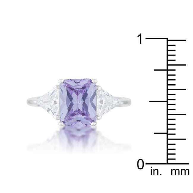Classic Purple Lavender White Gold Rhodium Engagement Ring