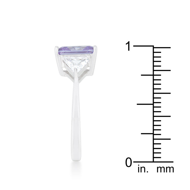 Classic Purple Lavender White Gold Rhodium Engagement Ring