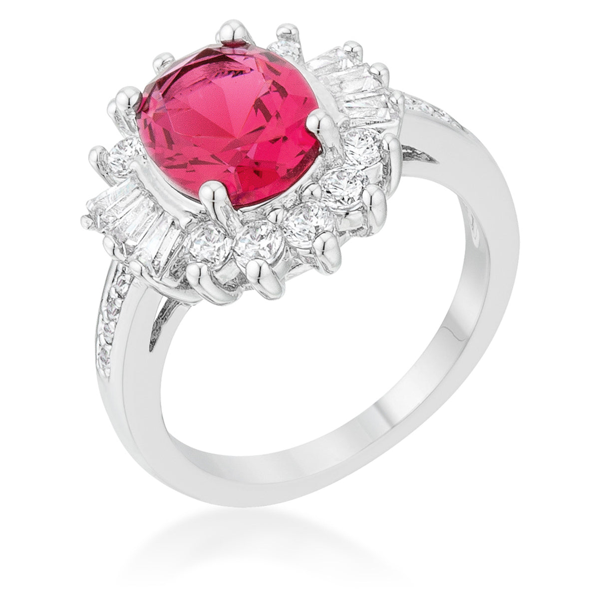 Chrisalee 3ct Ruby CZ Rhodium Classic Ring