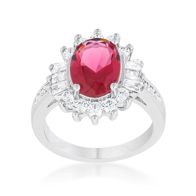 Chrisalee 3ct Ruby CZ Rhodium Classic Ring