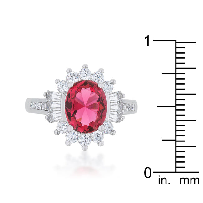 Chrisalee 3ct Ruby CZ Rhodium Classic Ring