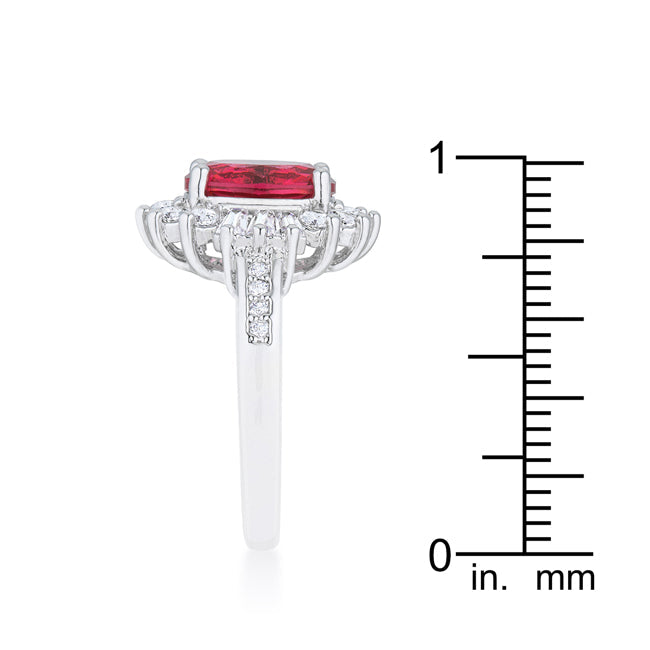 Chrisalee 3ct Ruby CZ Rhodium Classic Ring