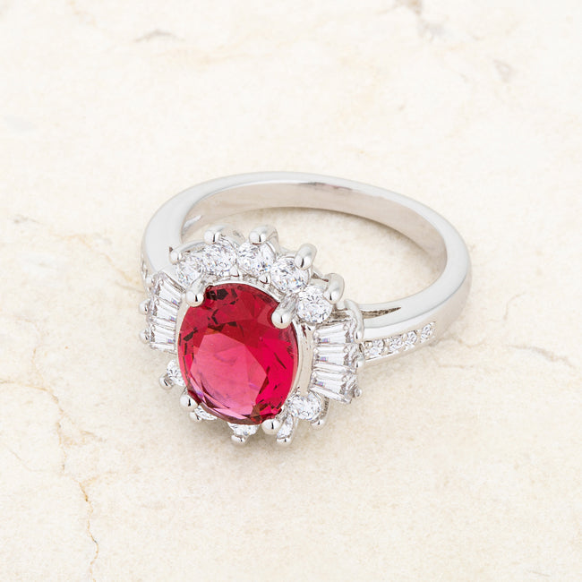 Chrisalee 3ct Ruby CZ Rhodium Classic Ring