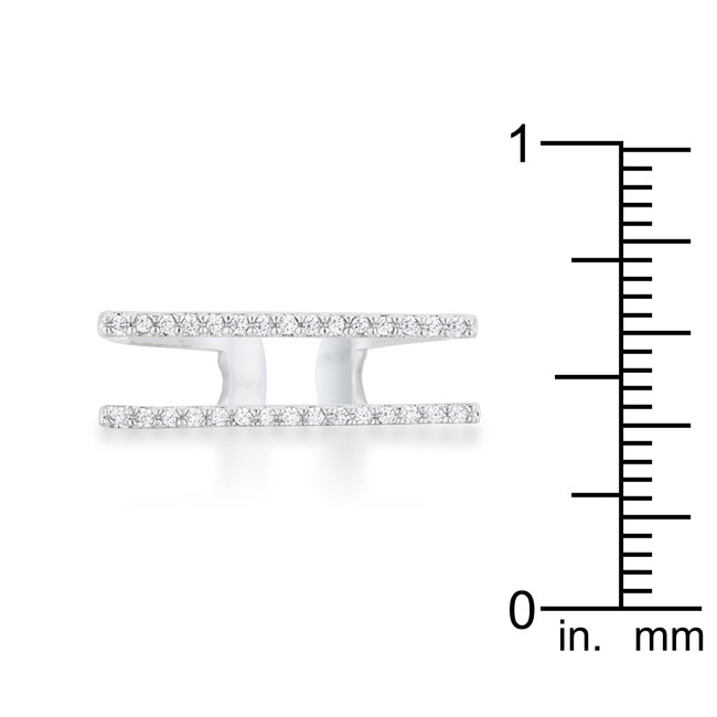 Jenn Modern 0.2ct CZ Rhodium Pave Parallel Ring