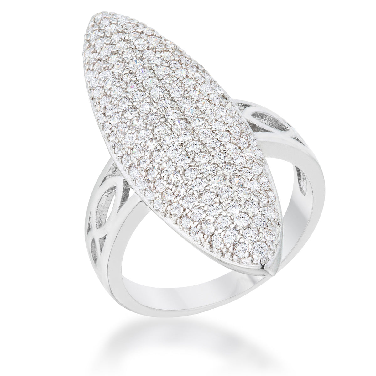 Bella Pave 2.3ct CZ Rhodium Contemporary Cocktail Ring