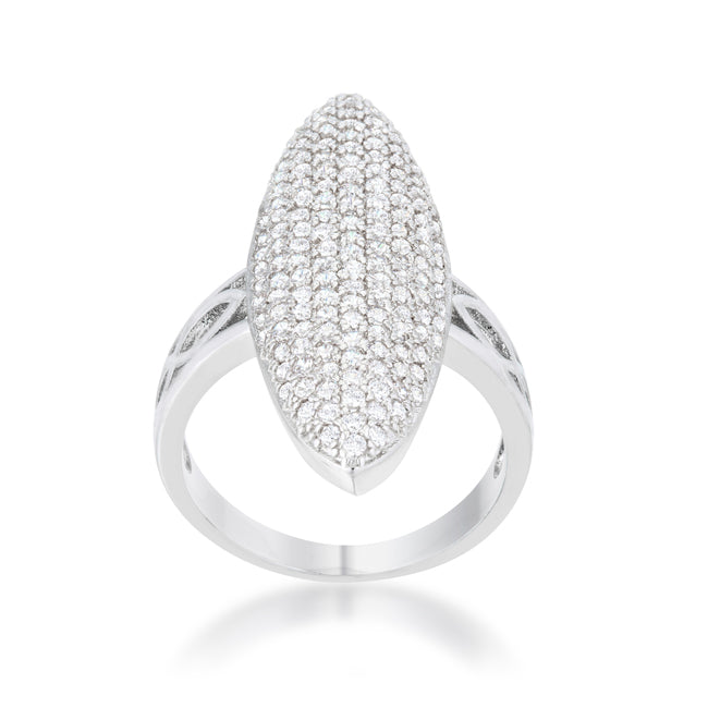 Bella Pave 2.3ct CZ Rhodium Contemporary Cocktail Ring