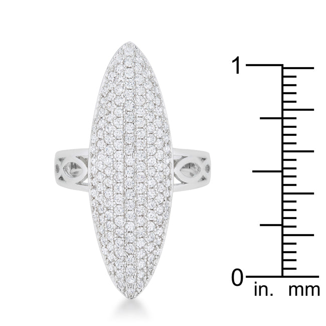 Bella Pave 2.3ct CZ Rhodium Contemporary Cocktail Ring