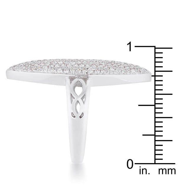 Bella Pave 2.3ct CZ Rhodium Contemporary Cocktail Ring