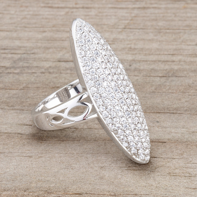 Bella Pave 2.3ct CZ Rhodium Contemporary Cocktail Ring