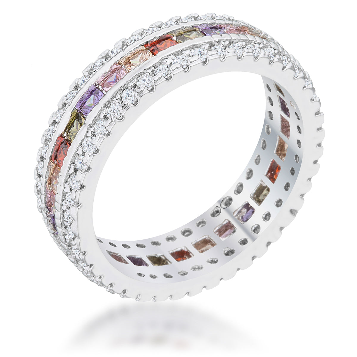 Gorgeous 1.75ct Multicolor CZ Classic Band Ring