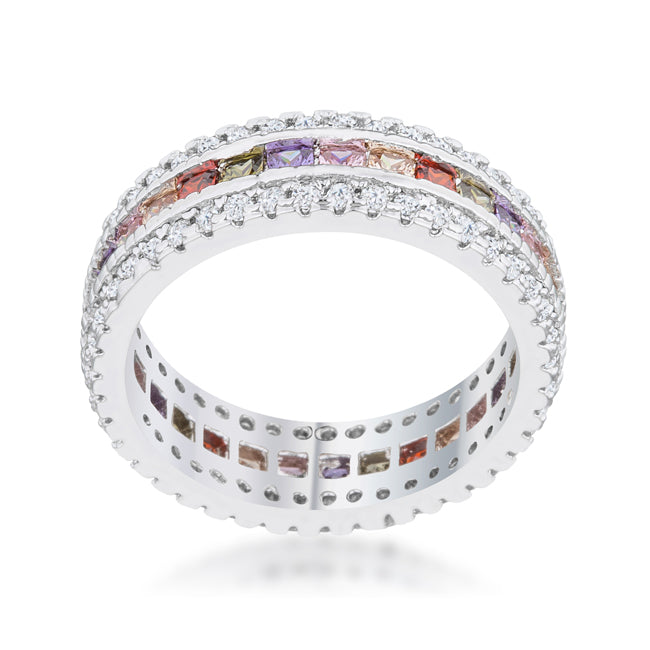 Gorgeous 1.75ct Multicolor CZ Classic Band Ring