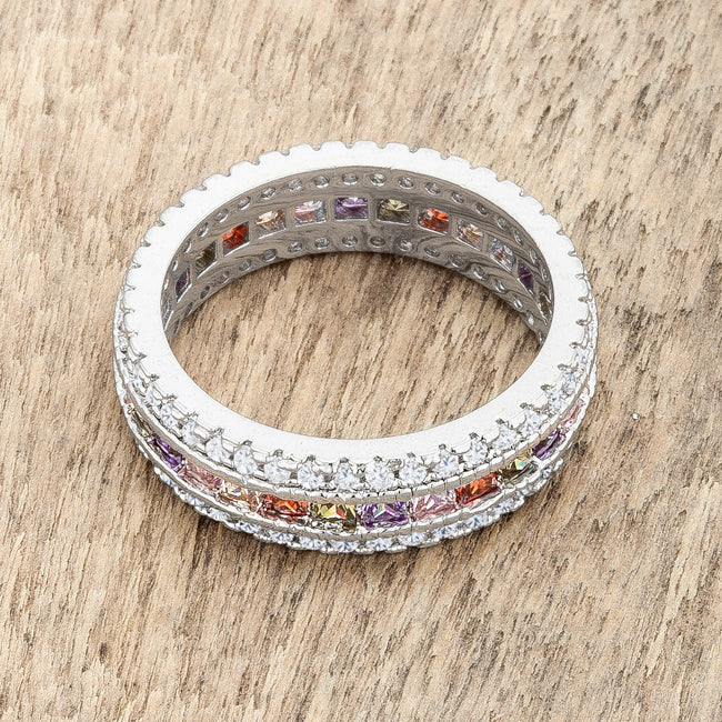 Gorgeous 1.75ct Multicolor CZ Classic Band Ring