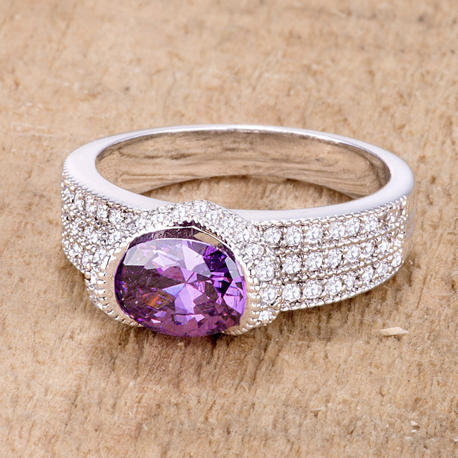 Stunning 1.6 Ct Amethyst Oval CZ Ring