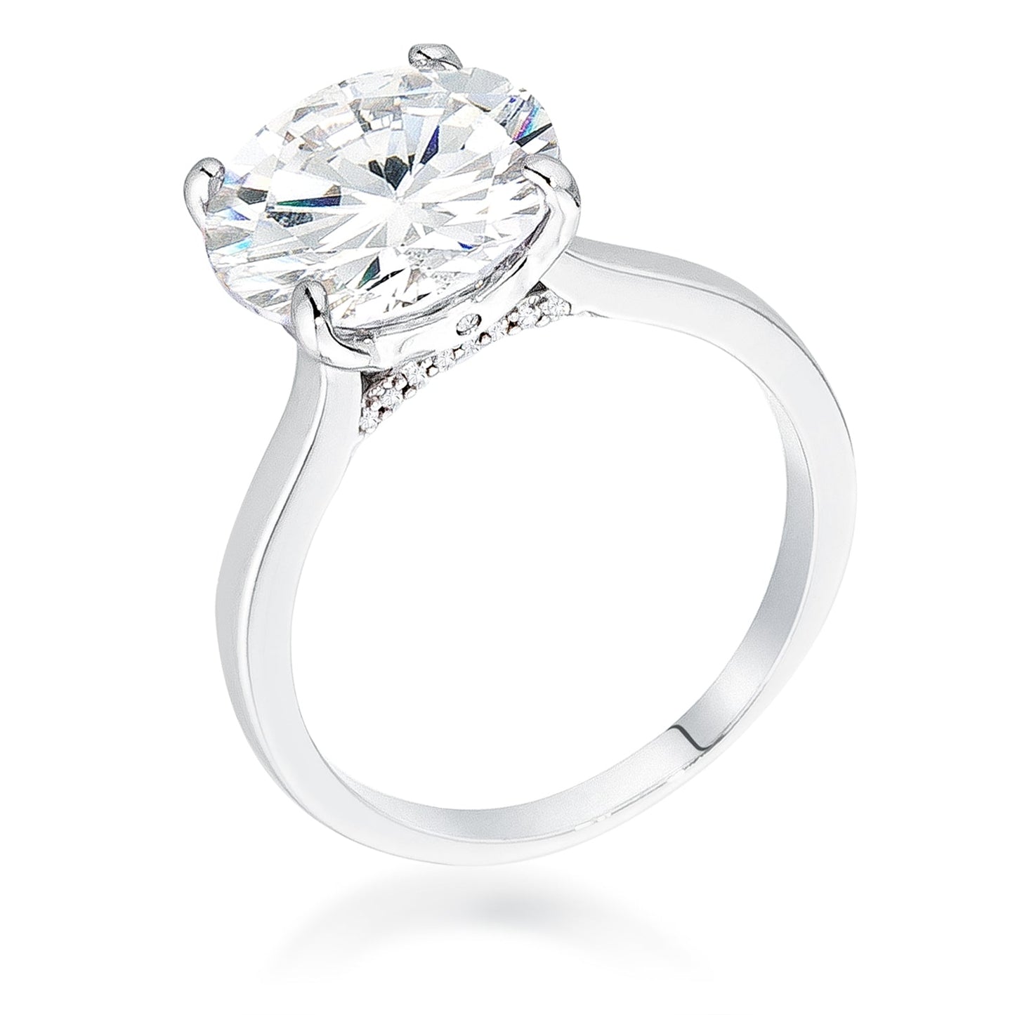 Exquisite 5Ct Rhodium Britney Round Solitaire Engagement Ring