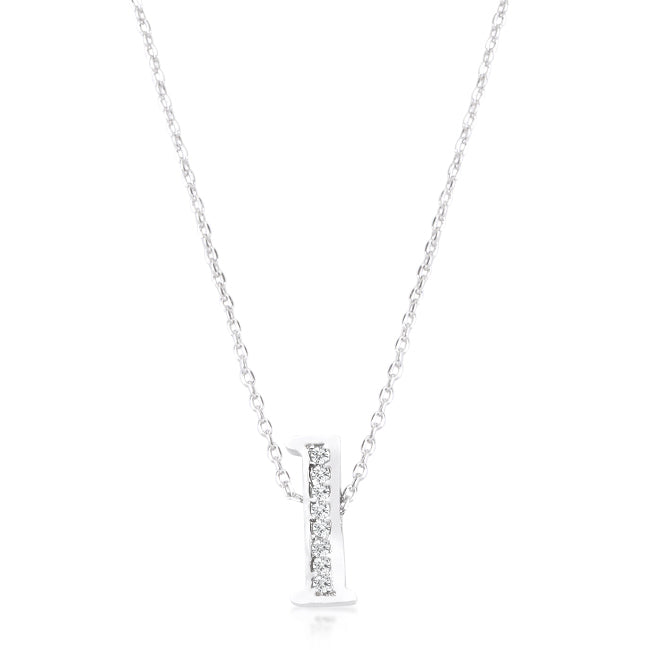 Classic Pave Cubic Zirconia Initial L Pendant Necklace