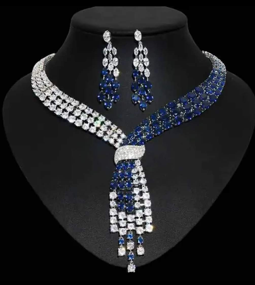 Statement Couture Necklace & Earring Cubic Zirconia Set