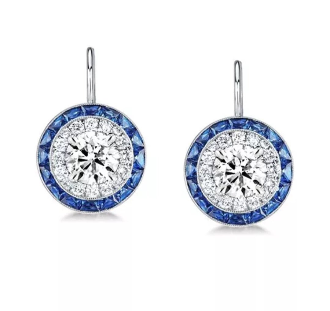 4CT Vintage Style Cubic Zirconia Round Earrings