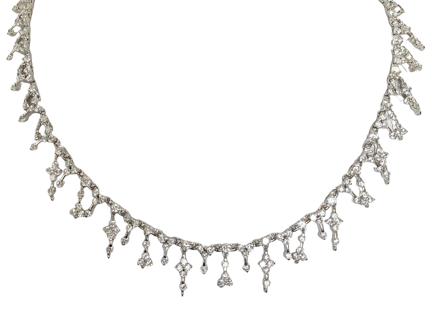 Sterling Silver Cubic Zirconia Snowflake Drops Minimalist Couture Necklace