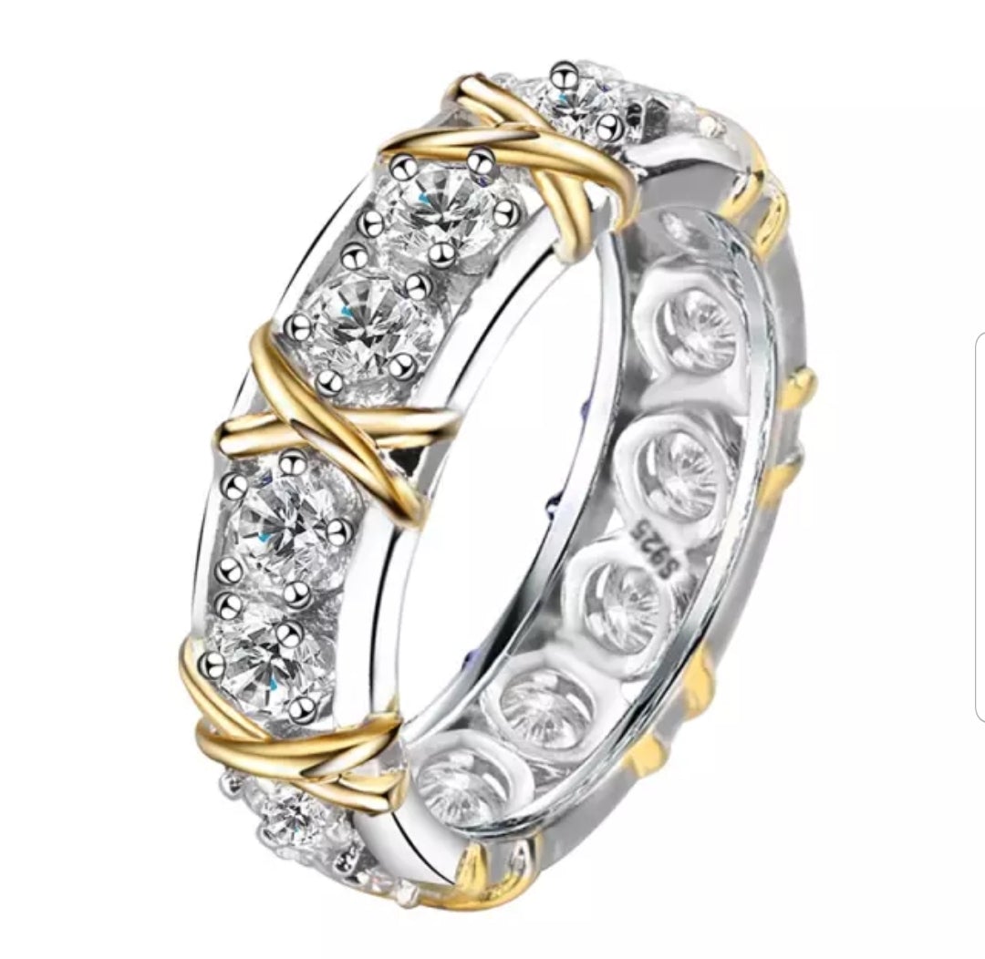 Gorgeous Sterling Silver X Cubic Zirconia Eternity Band Ring