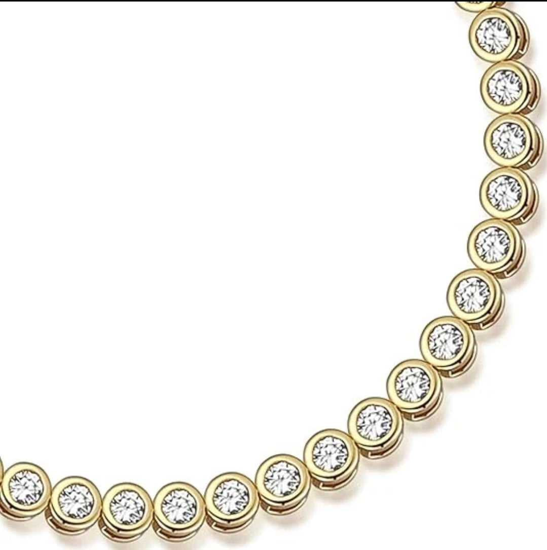 Exquisite Bezel Set CZ Tennis Necklace