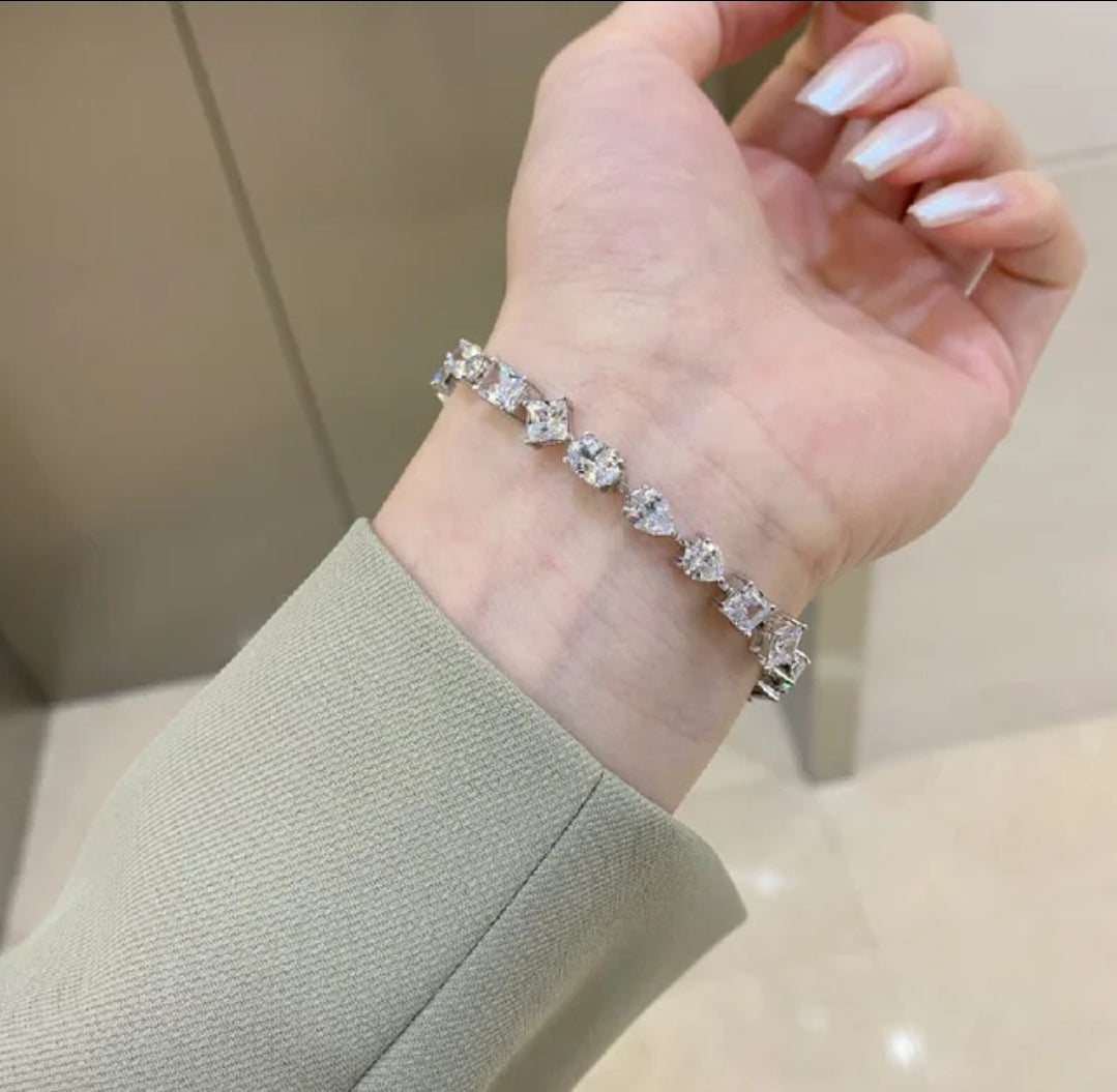 Elegant Multi-Shaped Cubic Zirconia Bracelet