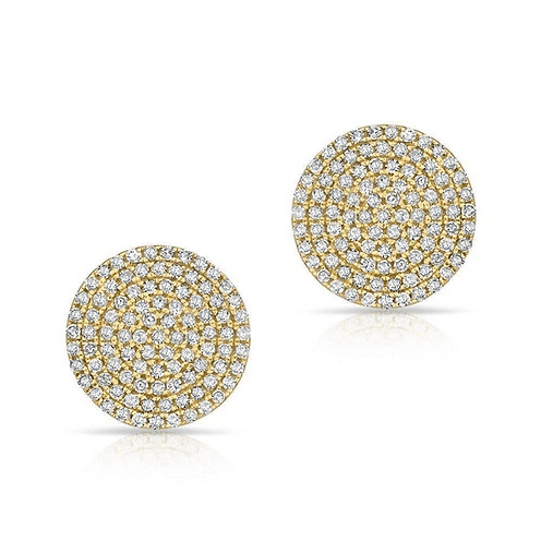 Round Disc Cubic Zirconia Pave Sterling Silver Earrings