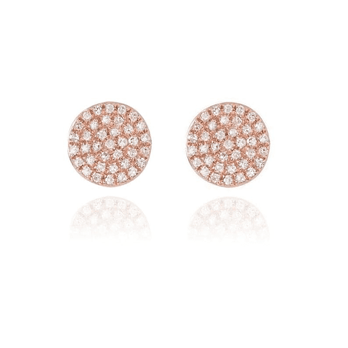 Round Disc Cubic Zirconia Pave Sterling Silver Earrings