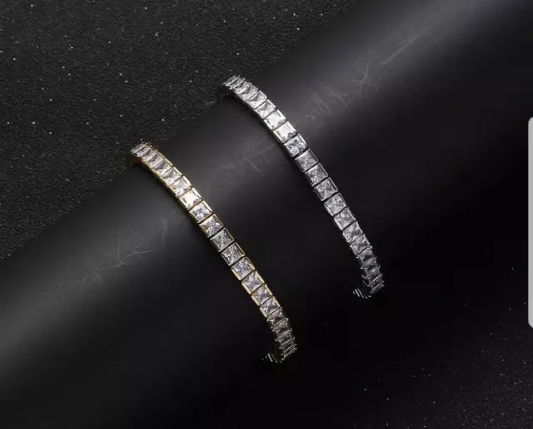Princess Cut Square 9CT Cubic Zirconia CZ Tennis Bracelet