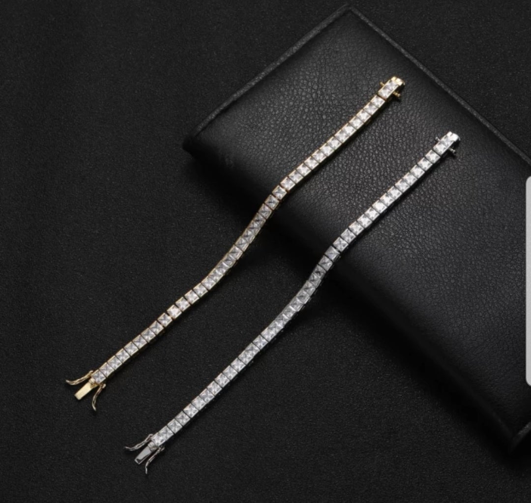 Princess Cut Square 9CT Cubic Zirconia CZ Tennis Bracelet