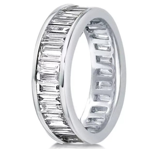 Stunning Cubic Zirconia Channel Set Baguette Eternity Band Ring