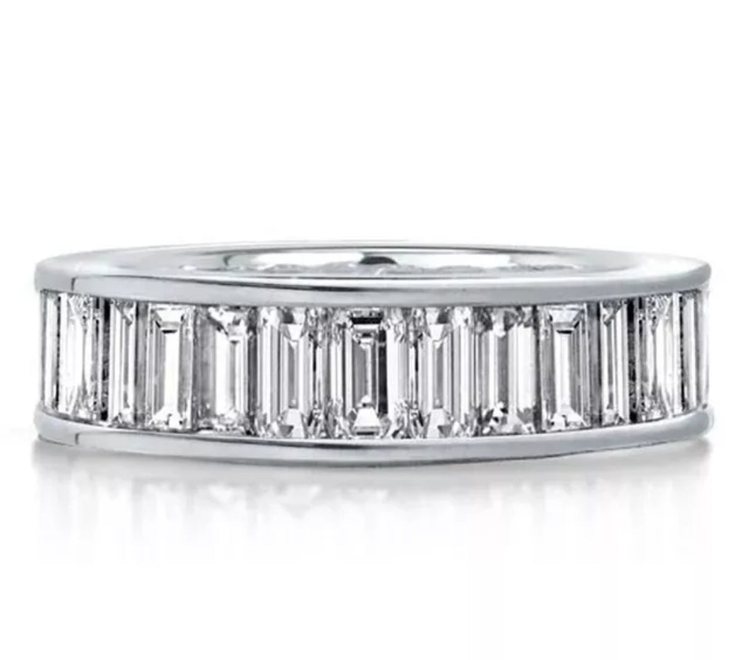 Stunning Cubic Zirconia Channel Set Baguette Eternity Band Ring