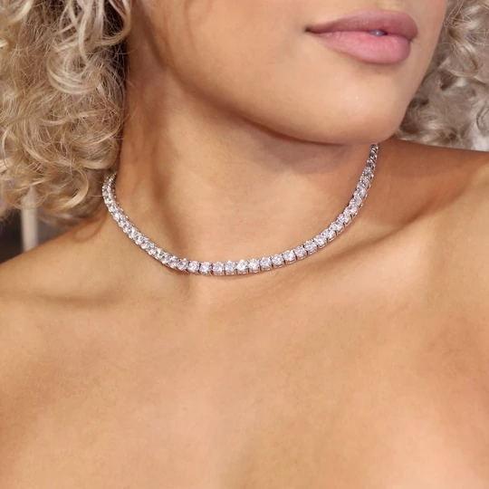 Exceptionally Brilliant Round Cubic Zirconia Tennis Necklace