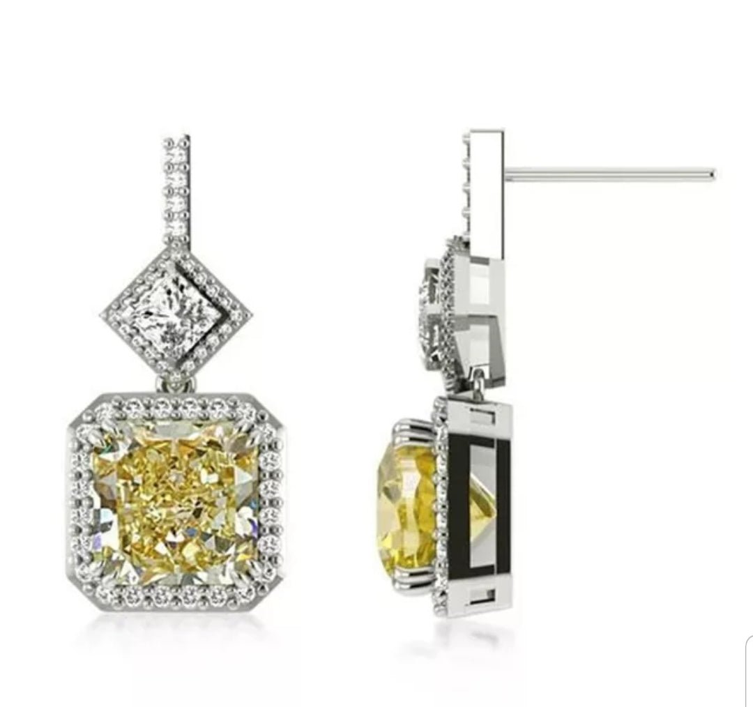 Cubic Zirconia Geometric Sterling Silver Earrings