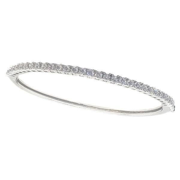 Elegant 3mm Cubic Zirconia Hinged Bangle Bracelet