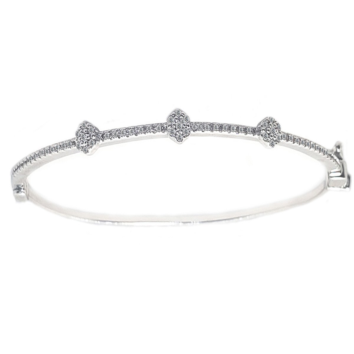 Cubic Zirconia Three Station Bangle Bracelet