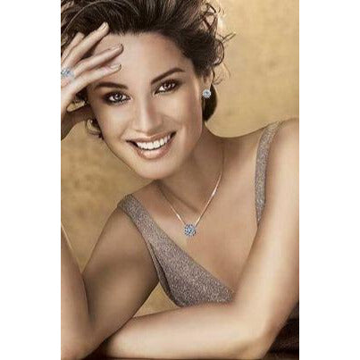 Round Radiant Cubic Zirconia Halo Pendant Necklace