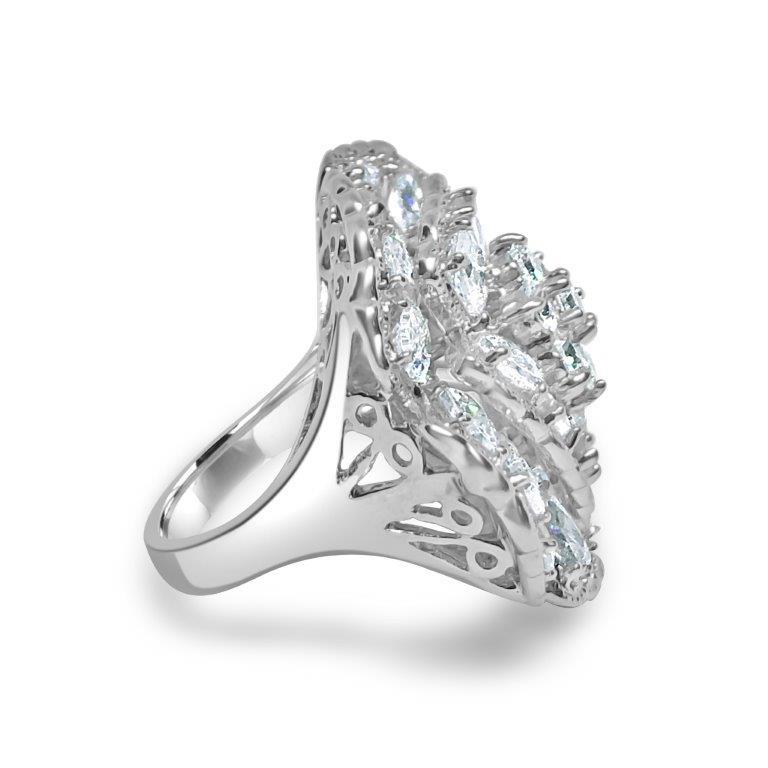 Stunning Statement Cubic Zirconia Flower Cocktail Ring