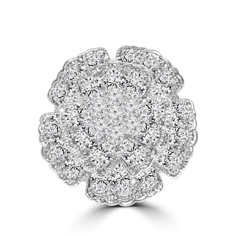Stunning Statement Cubic Zirconia Flower Cocktail Ring