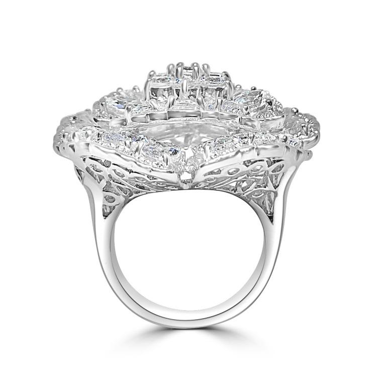 Stunning Statement Cubic Zirconia Flower Cocktail Ring