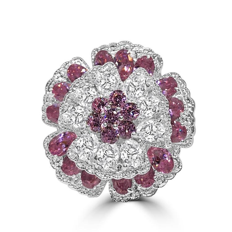 Stunning Statement Cubic Zirconia Flower Cocktail Ring