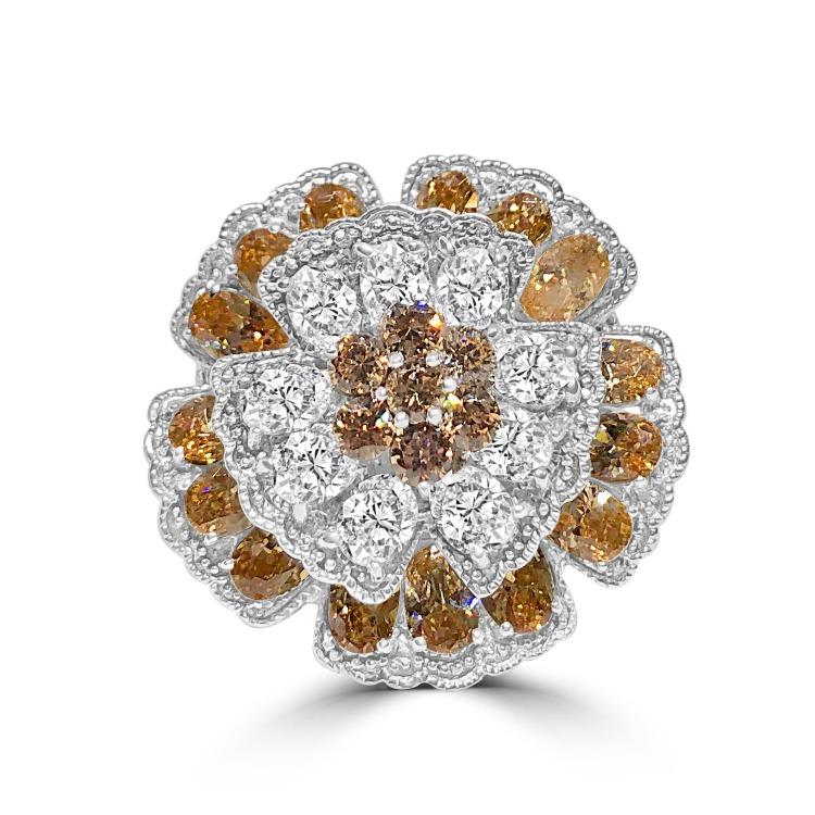 Stunning Statement Cubic Zirconia Flower Cocktail Ring