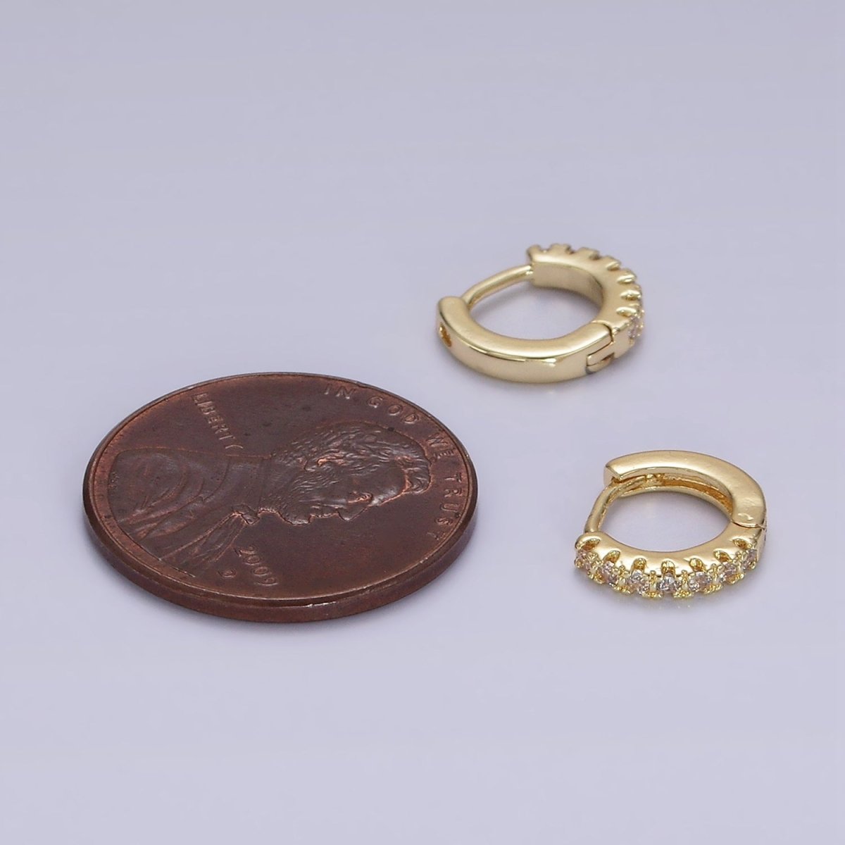 Minimalist 14K Gold Filled 10mm Clear Micro Paved CZ Huggie Earrings
