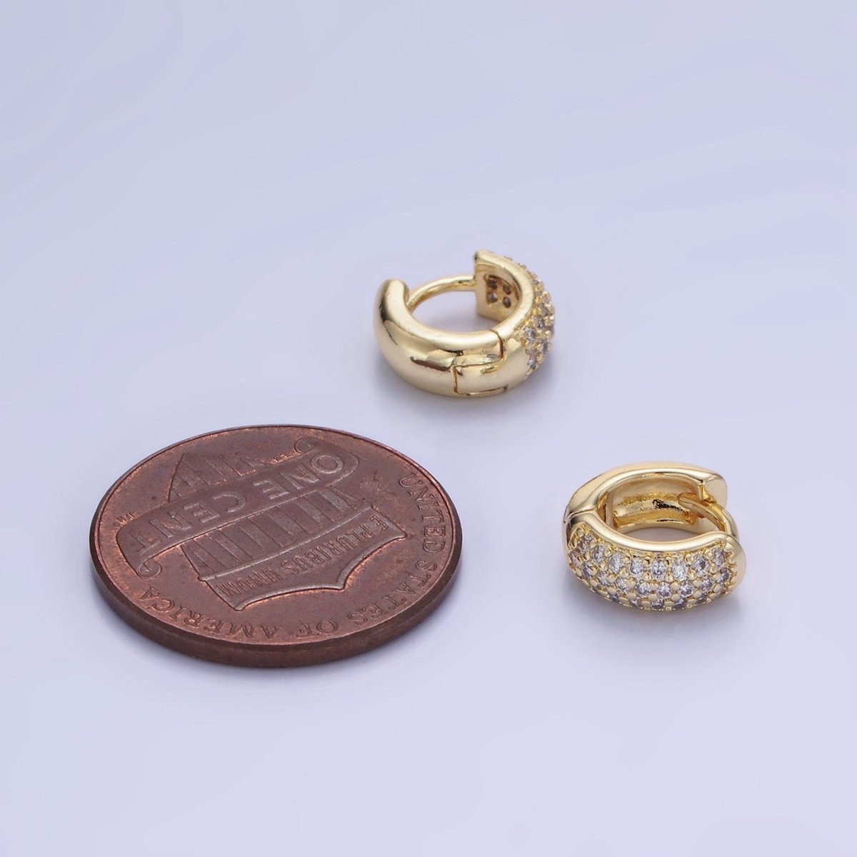 Everyday 14K Gold Filled 10mm Micro Paved CZ Cartilage Huggie Earrings