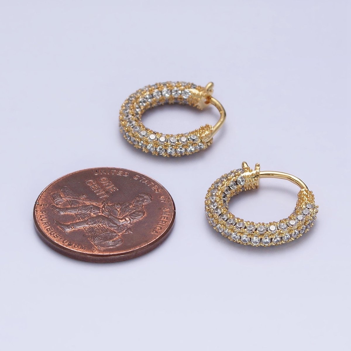 14K Gold Filled 14.5mm Micro Pave CZ Endless Hoop Huggie Earrings |