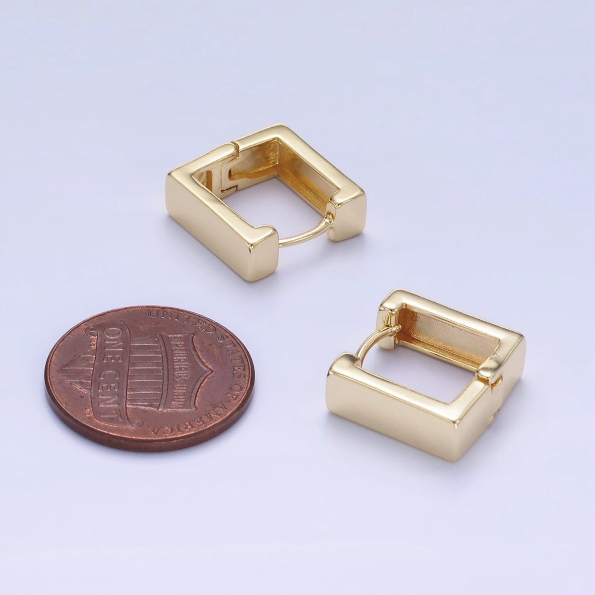 14K Gold Filled 14mm Minimalist Square Huggie Earrings