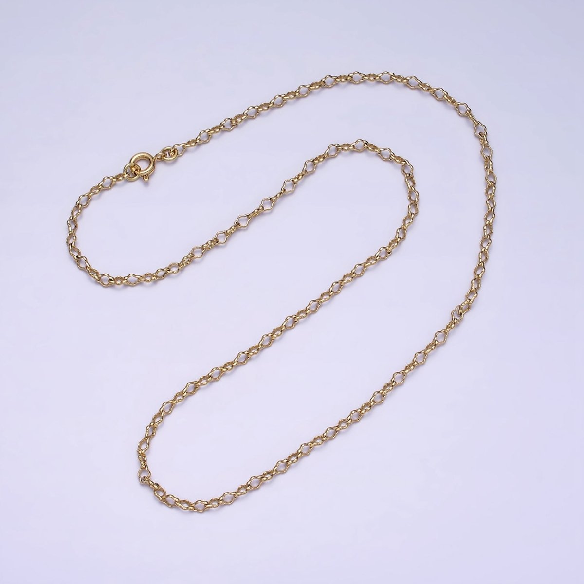 Unique Gold-Filled 3mm Quatrefoil 17 Inch Chain Necklace