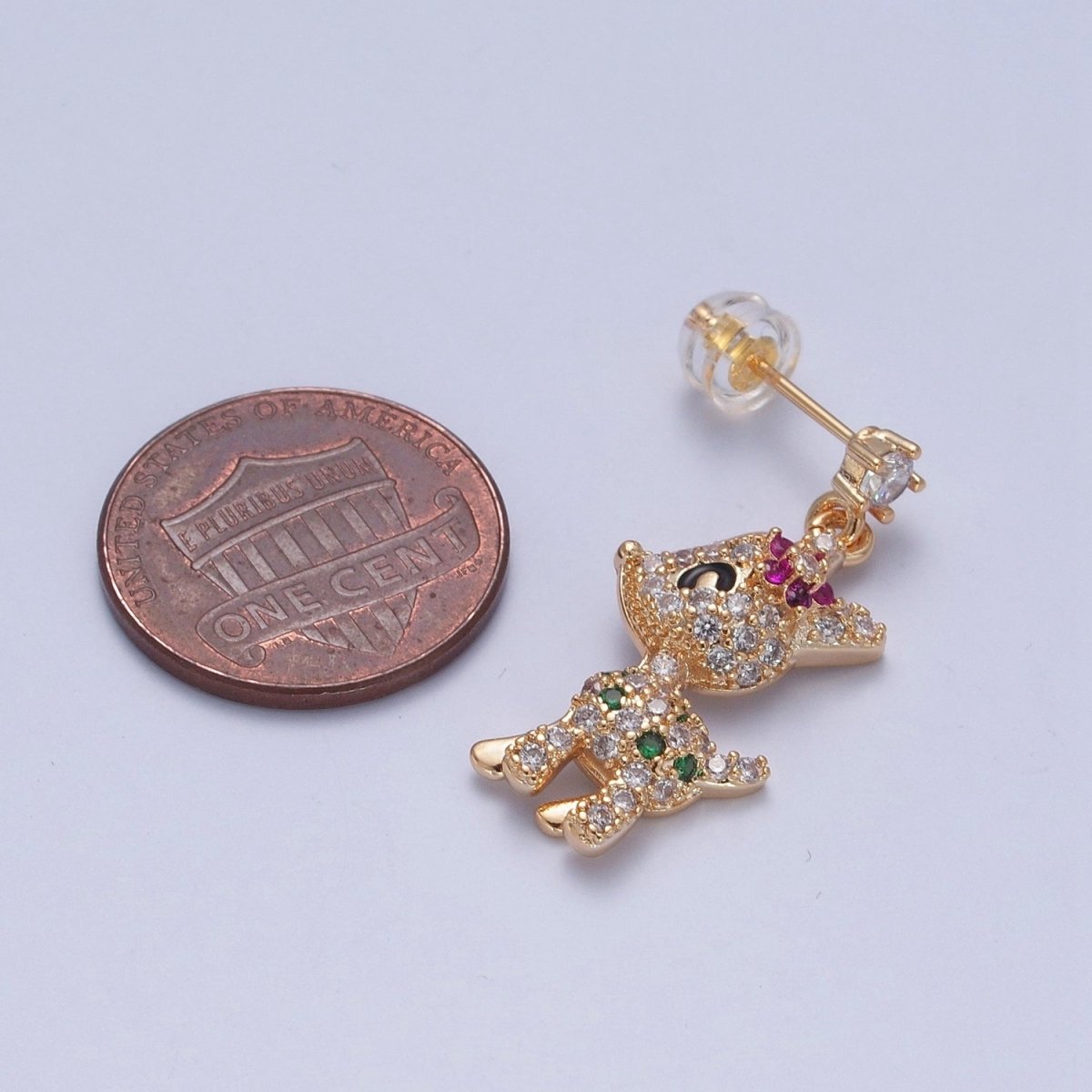 Sweet 14K Gold Filled Baby Woodland Doe Multicolor Micro Pave CZ Stud Earrings