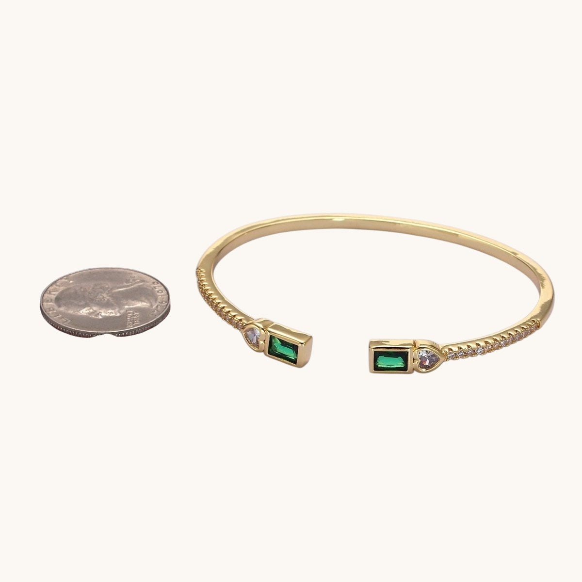 14K Gold Filled Clear Baguette CZ Cuff Bracelet in Silver