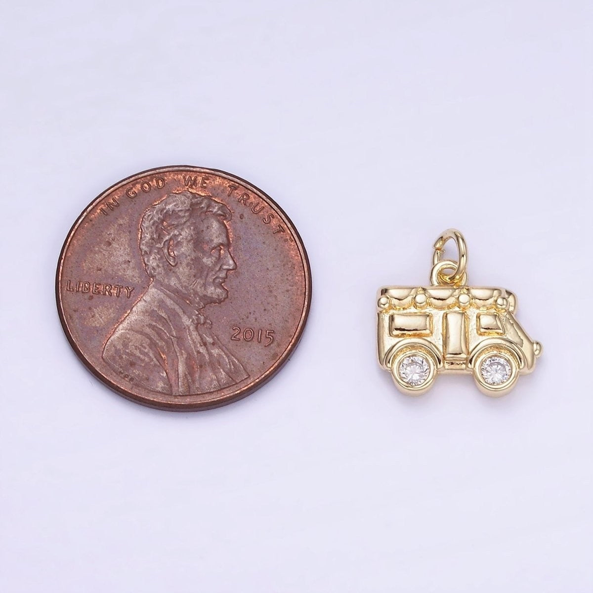 14K Gold Filled 22mm x 12mm Mini Vehicle Caravan Camper Van Charm in Gold or Silver